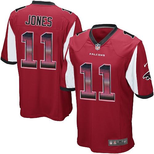 Nike Falcons #11 Julio Jones Red Team Color Men's Stitched NFL Limited Strobe Jersey - Click Image to Close